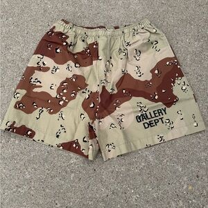 Gallery Dept Camo Athletic Shorts - Brown and Cream